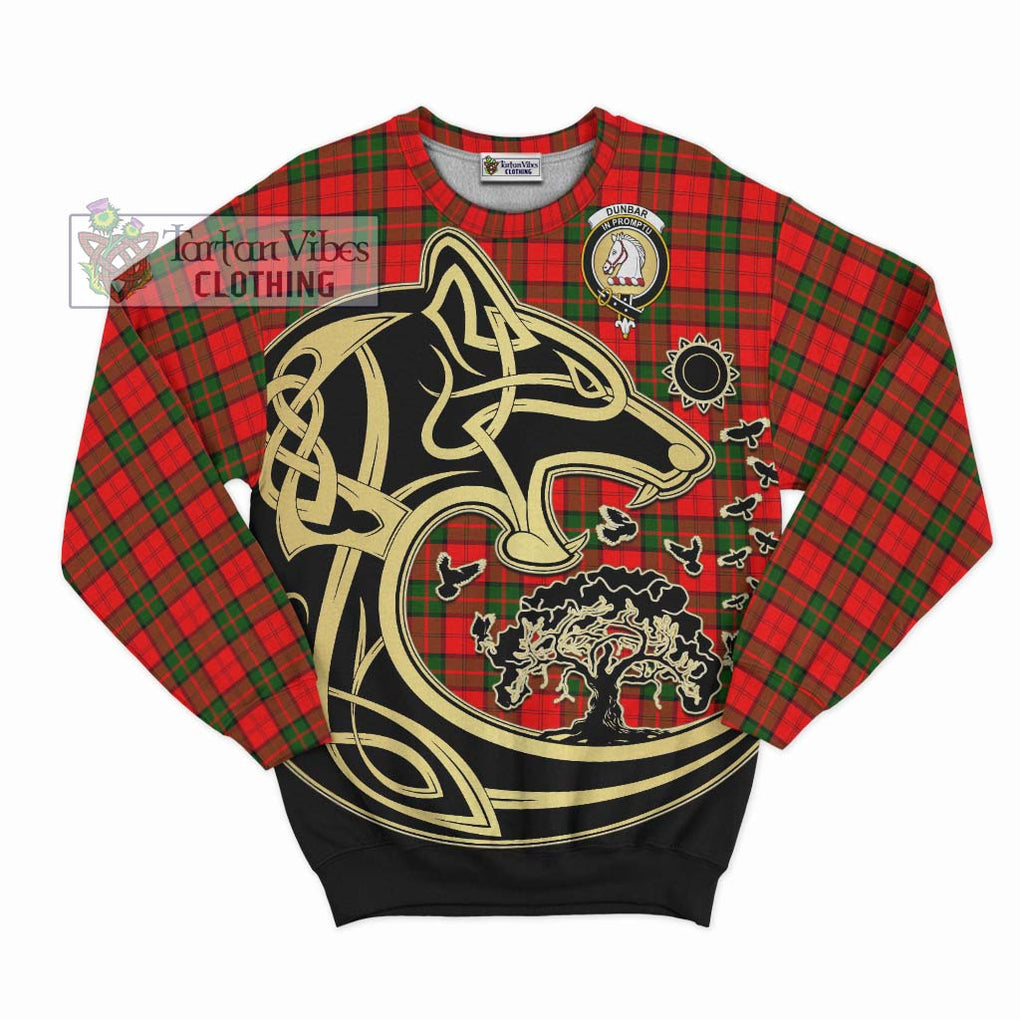 Dunbar Modern Tartan Sweatshirt with Family Crest Celtic Wolf Style - Tartan Vibes Clothing