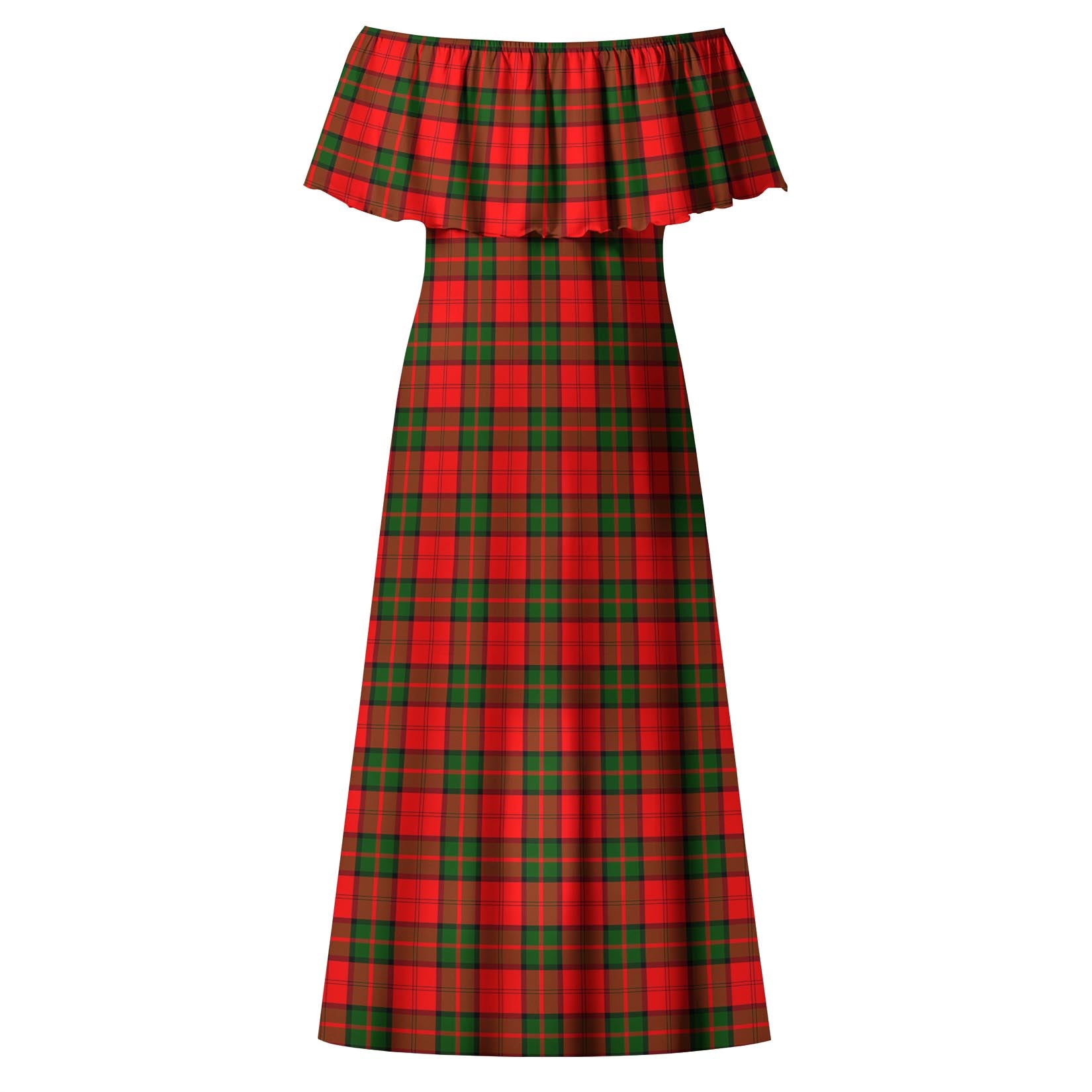 Dunbar Modern Tartan Off Shoulder Long Dress - Tartanvibesclothing