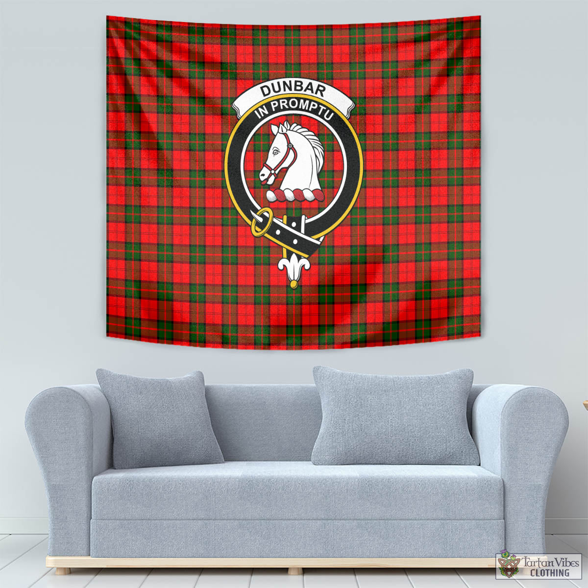 Tartan Vibes Clothing Dunbar Modern Tartan Tapestry Wall Hanging and Home Decor for Room with Family Crest