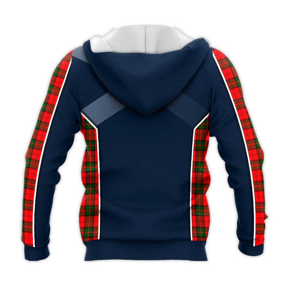 Tartan Vibes Clothing Dunbar Modern Tartan Knitted Hoodie with Family Crest and Scottish Thistle Vibes Sport Style