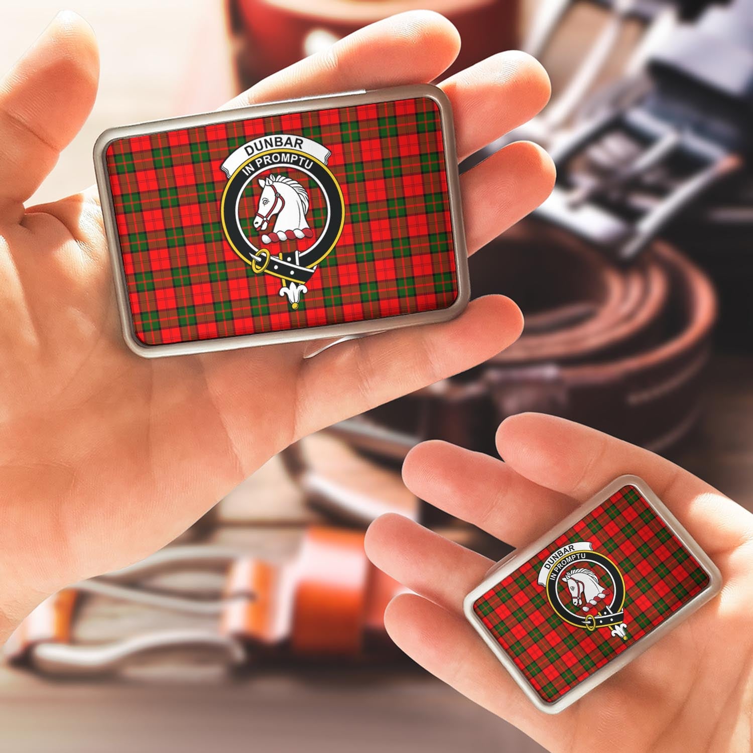 Dunbar Modern Tartan Belt Buckles with Family Crest - Tartan Vibes Clothing