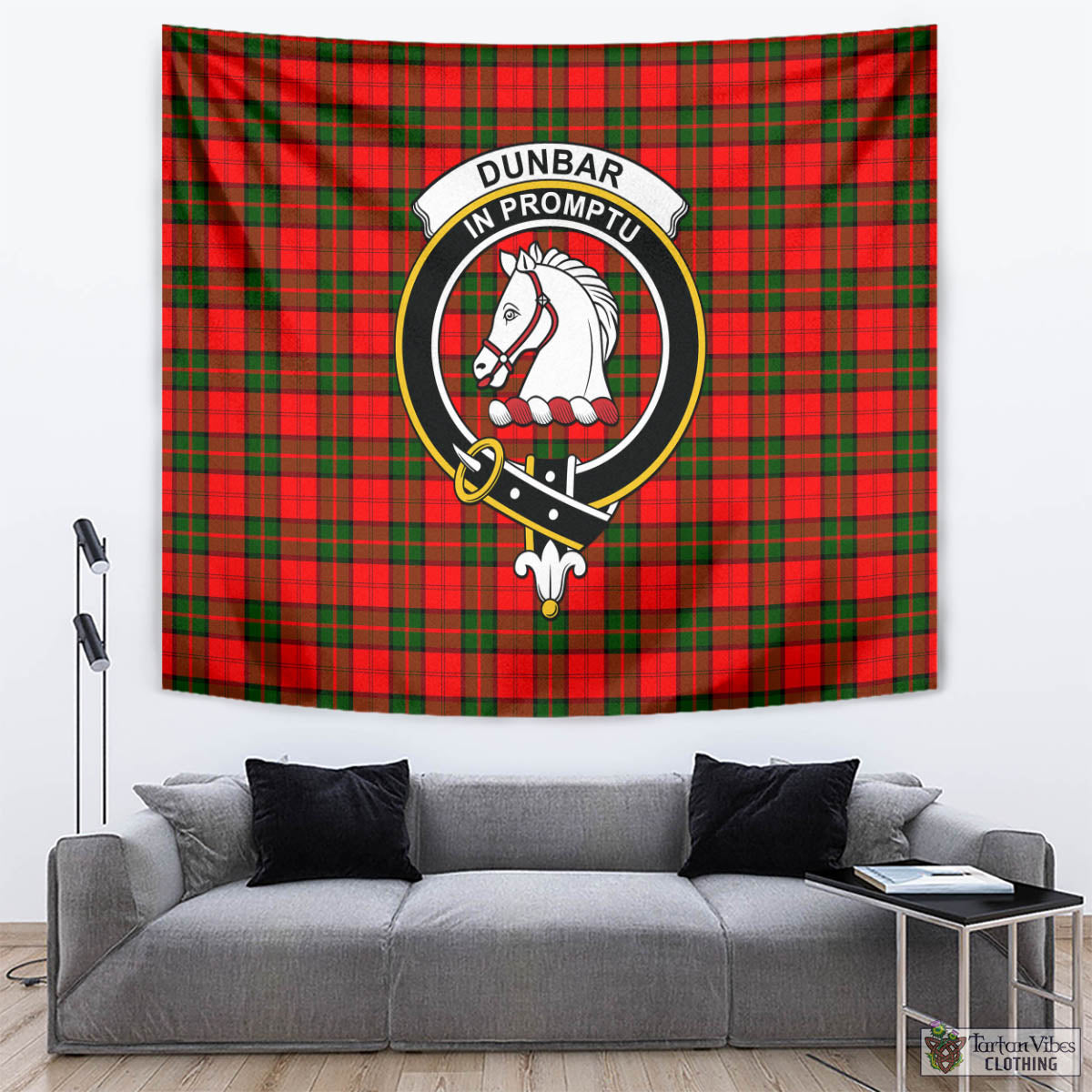 Tartan Vibes Clothing Dunbar Modern Tartan Tapestry Wall Hanging and Home Decor for Room with Family Crest