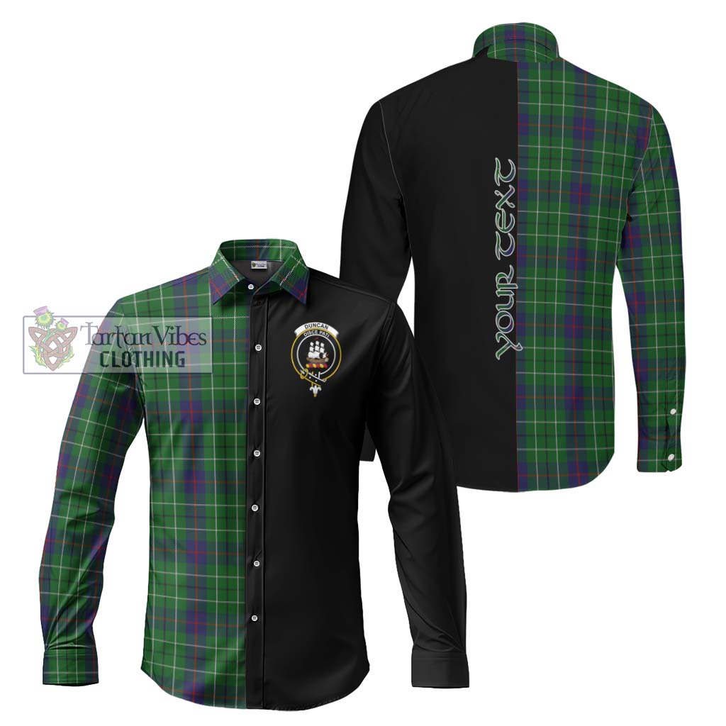 Tartan Vibes Clothing Duncan Tartan Long Sleeve Button Shirt with Family Crest and Half Of Me Style