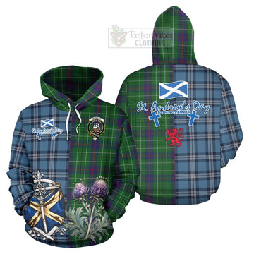 Duncan Tartan Hoodie Happy St. Andrew's Day Half Tartan Style