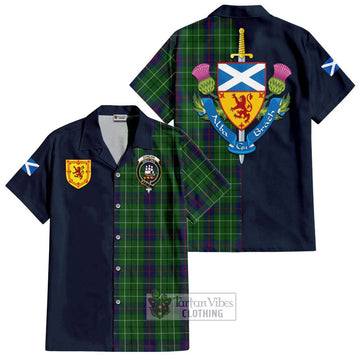 Duncan Tartan Short Sleeve Button Shirt Alba with Scottish Lion Royal Arm Half Style