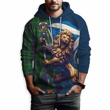 Duncan Tartan Family Crest Hoodie with Scottish Majestic Lion