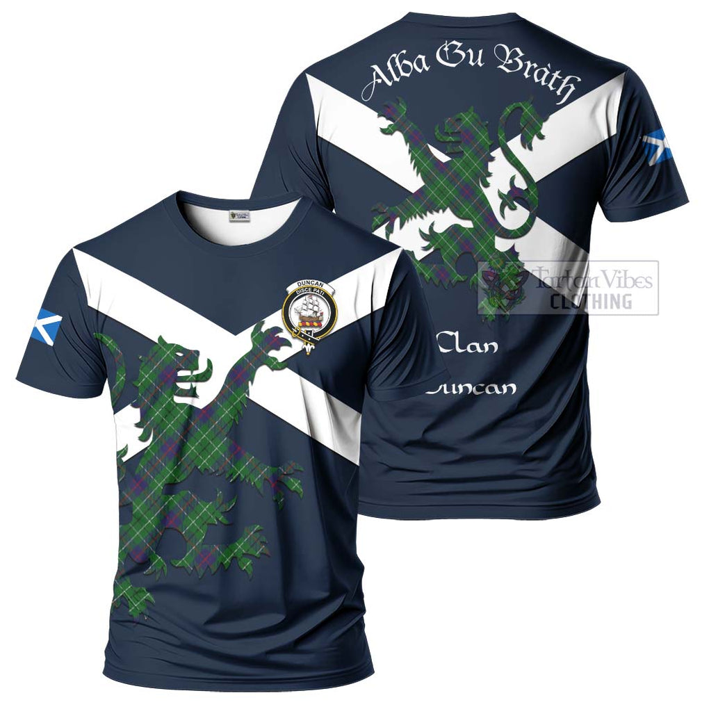 Tartan Vibes Clothing Duncan Tartan Lion Rampant T-Shirt – Proudly Display Your Heritage with Alba Gu Brath and Clan Name