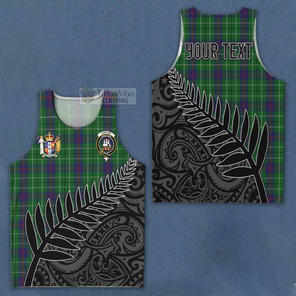 Tartan Vibes Clothing Duncan Crest Tartan Men's Tank Top with New Zealand Silver Fern Half Style