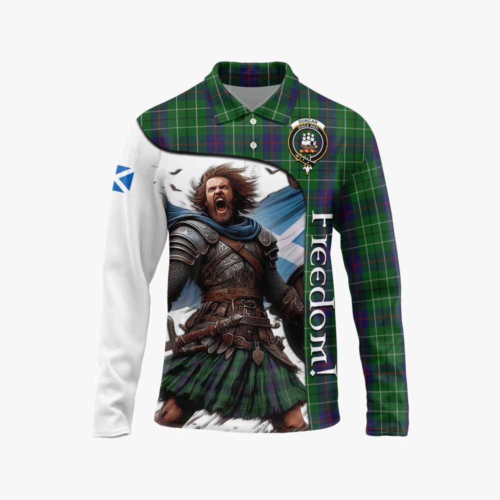 Tartan Vibes Clothing Duncan Crest Tartan Long Sleeve Polo Shirt Inspired by the Freedom of Scottish Warrior