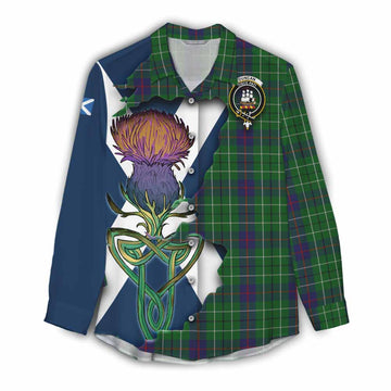 Duncan Tartan Family Crest Women's Casual Shirt Scottish Thistle Celtic Inspired Female - Tartan Vibes Clothing
