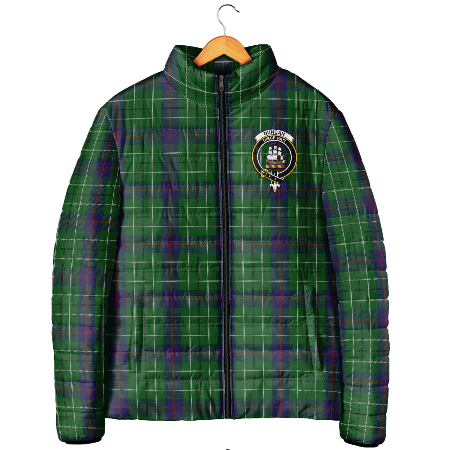 Duncan Tartan Padded Jacket with Family Crest - Tartanvibesclothing