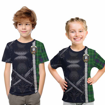 Duncan Tartan Kid T-Shirt with Family Crest Cross Sword Thistle Celtic Vibes