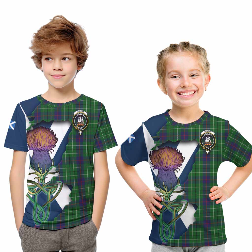 Duncan Tartan Family Crest Kid T-Shirt Scottish Thistle Celtic Inspired Youth XL Size14 - Tartan Vibes Clothing
