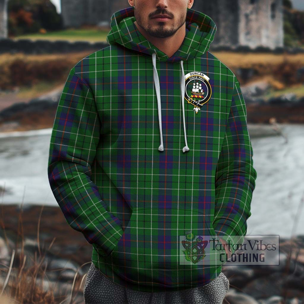 Duncan Tartan Cotton Hoodie with Family Crest Pullover Hoodie XS - Tartan Vibes Clothing