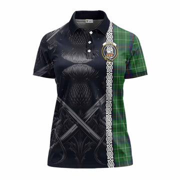 Duncan Tartan Women's Polo Shirt with Family Crest Cross Sword Thistle Celtic Vibes