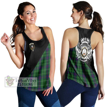 Duncan Tartan Women's Racerback Tanks with Family Crest and Military Logo Style