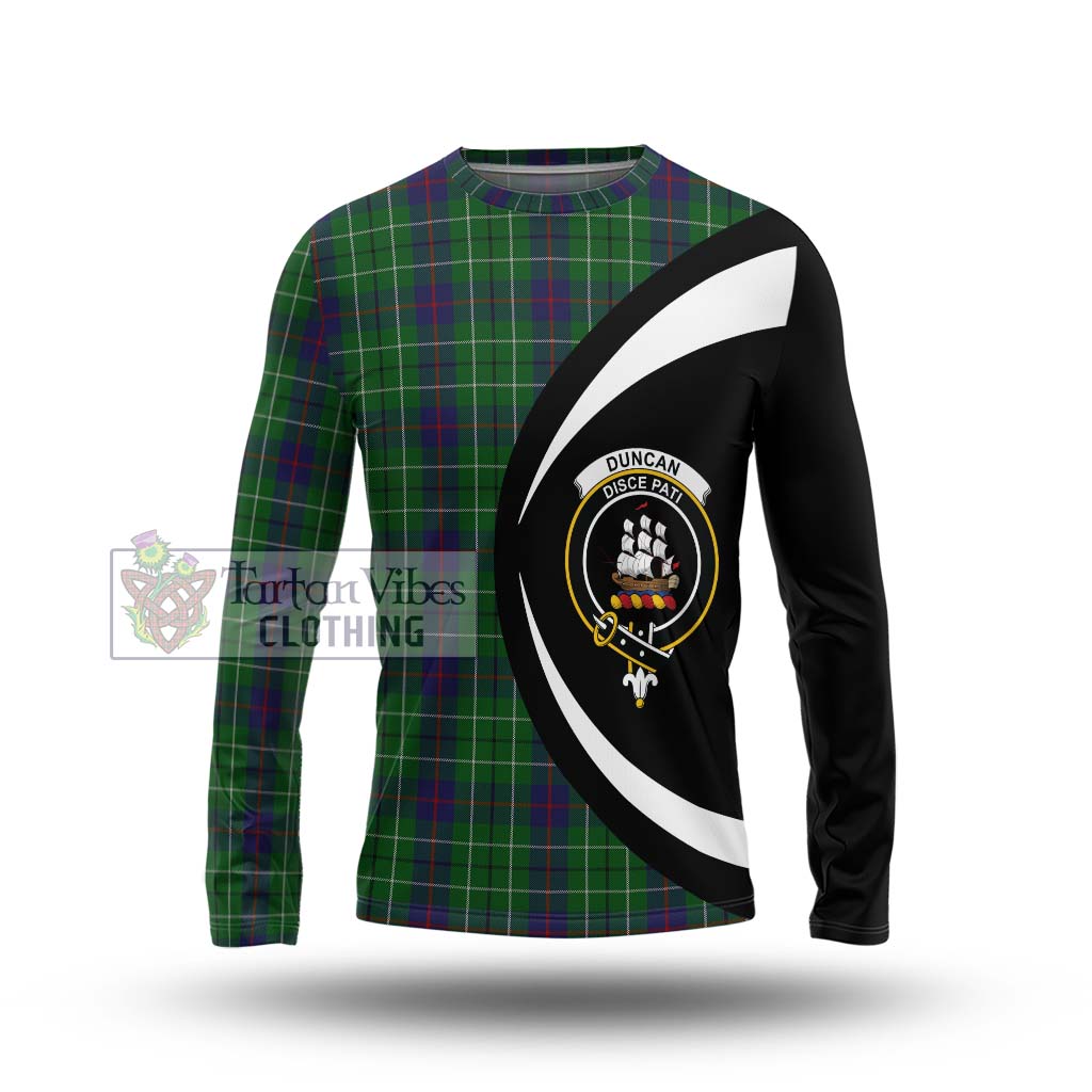 Duncan Tartan Long Sleeve T-Shirt with Family Crest Circle Style Unisex - Tartan Vibes Clothing