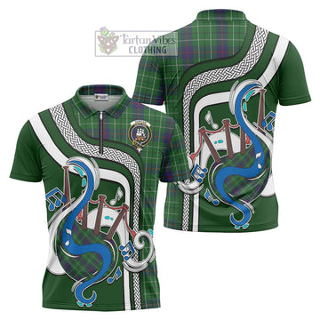 Duncan Tartan Zipper Polo Shirt with Epic Bagpipe Style