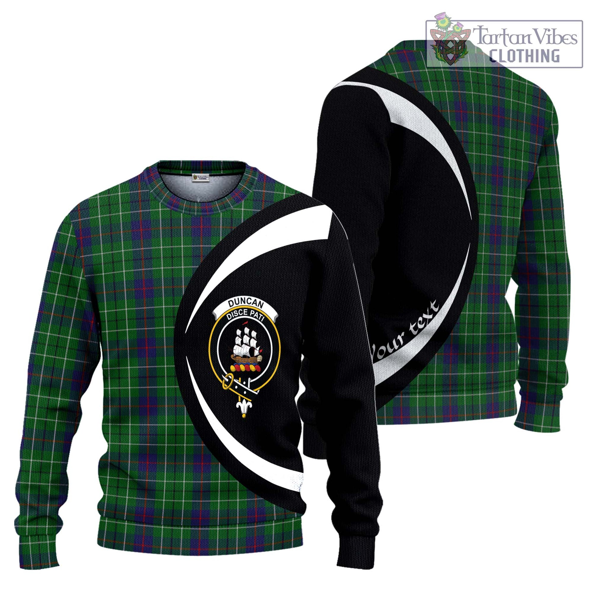 Duncan Tartan Ugly Sweater with Family Crest Circle Style Unisex - Tartan Vibes Clothing