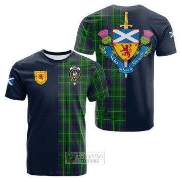 Duncan Tartan Cotton T-shirt Alba with Scottish Lion Royal Arm Half Style