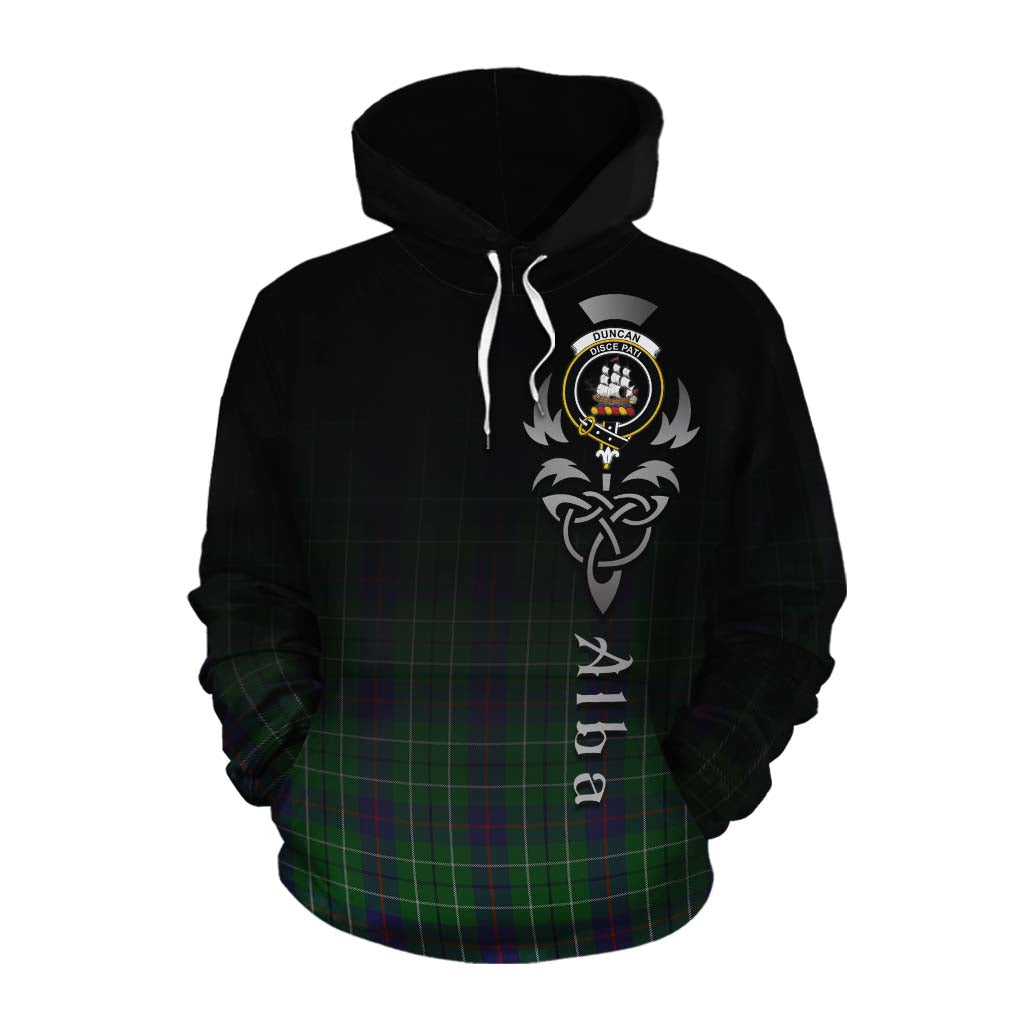 Tartan Vibes Clothing Duncan Tartan Cotton Hoodie Featuring Alba Gu Brath Family Crest Celtic Inspired