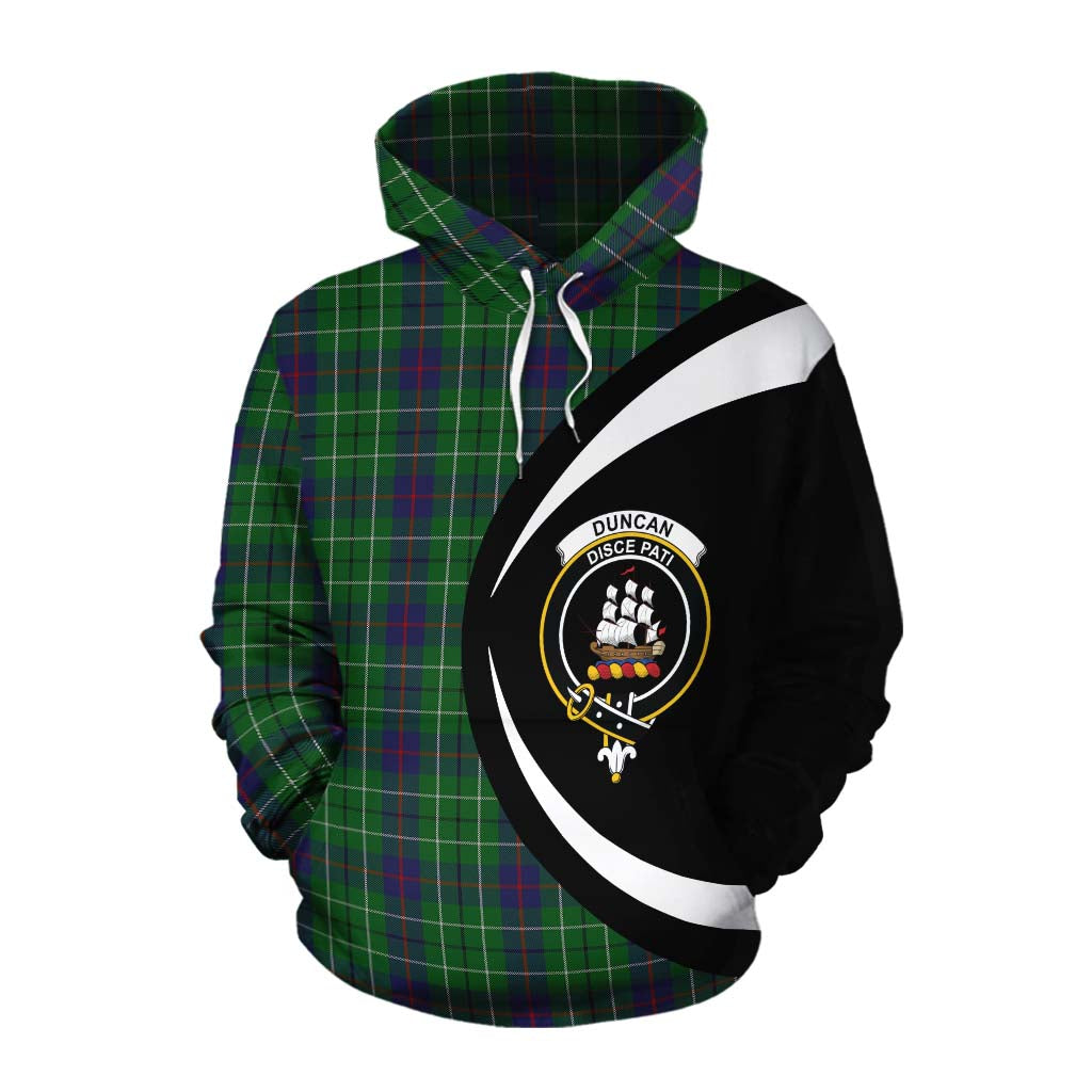 Tartan Vibes Clothing Duncan Tartan Cotton Hoodie with Family Crest Circle Style