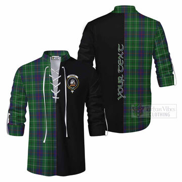 Duncan Tartan Ghillie Kilt Shirt with Family Crest and Half Of Me Style