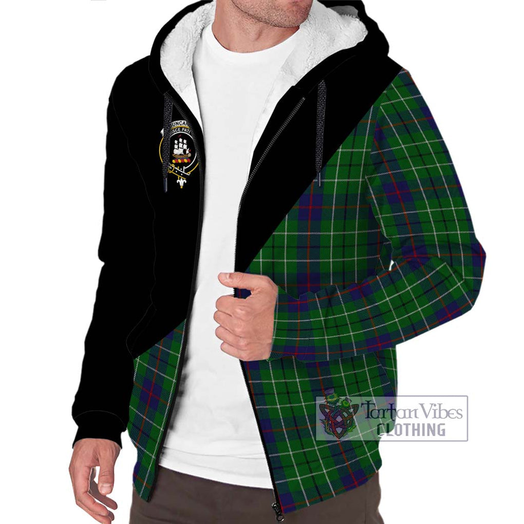 Duncan Tartan Sherpa Hoodie with Family Crest and Military Logo Style Unisex S - Tartanvibesclothing Shop