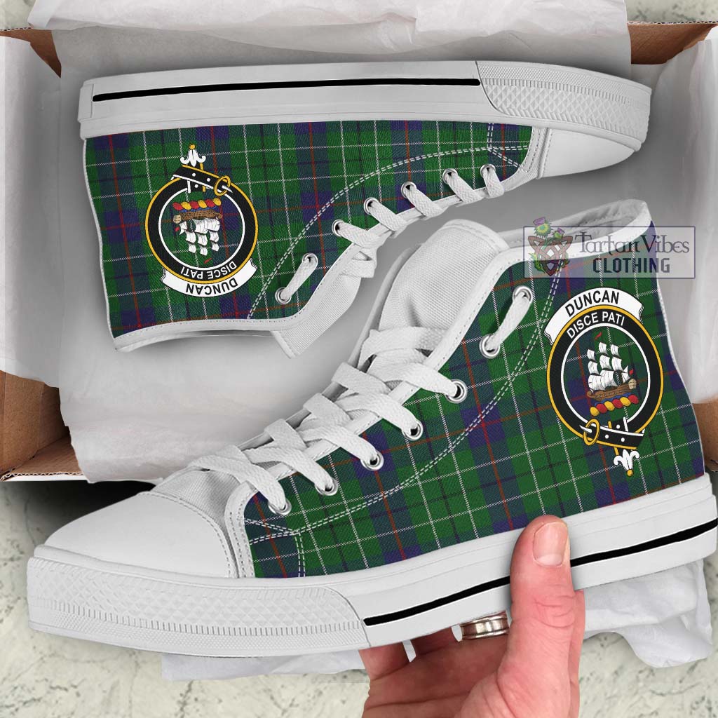 Tartan Vibes Clothing Duncan Tartan High Top Shoes with Family Crest