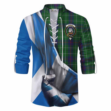 Duncan Tartan Ghillie Kilt Shirt with Family Crest Scotland Patriotic Style