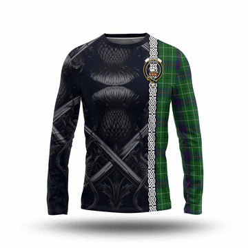 Duncan Tartan Long Sleeve T-Shirt with Family Crest Cross Sword Thistle Celtic Vibes