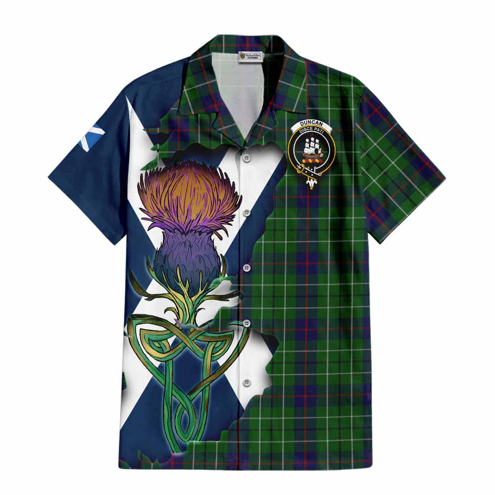 Duncan Tartan Family Crest Hawaiian Shirt Scottish Thistle Celtic Inspired Kid - Tartan Vibes Clothing
