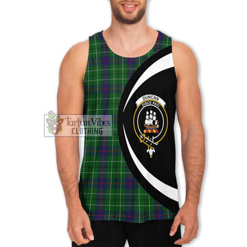 Duncan Tartan Men's Tank Top with Family Crest Circle Style