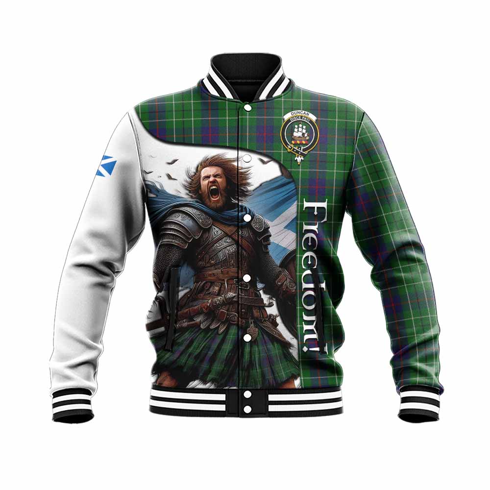 Tartan Vibes Clothing Duncan Crest Tartan Baseball Jacket Inspired by the Freedom of Scottish Warrior