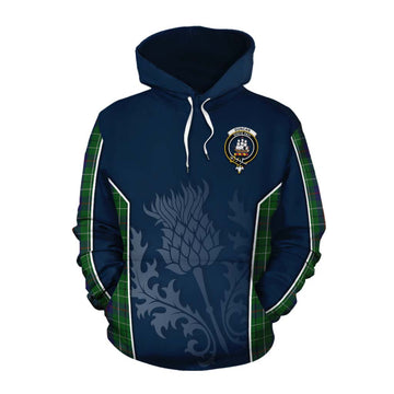 Duncan Tartan Cotton Hoodie with Family Crest and Scottish Thistle Vibes Sport Style