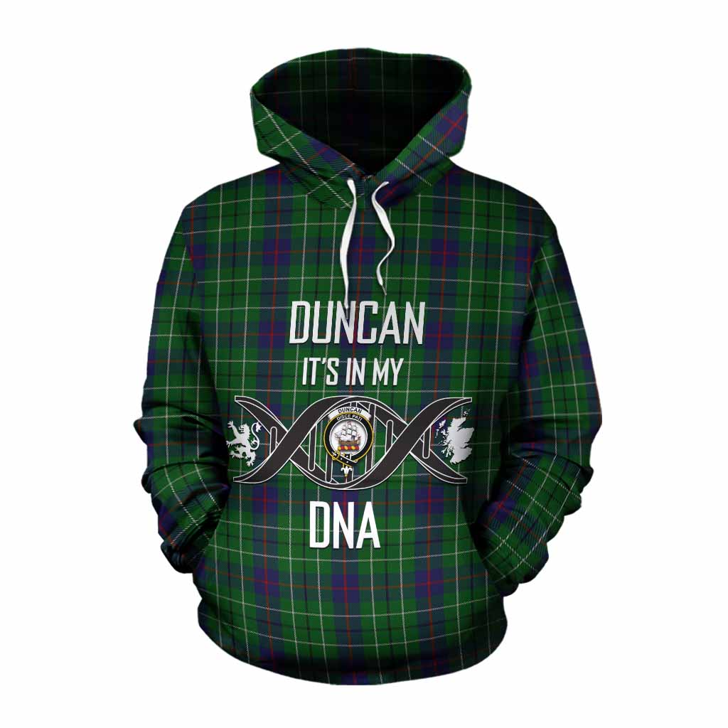 Tartan Vibes Clothing Duncan Tartan Cotton Hoodie with Family Crest DNA In Me Style