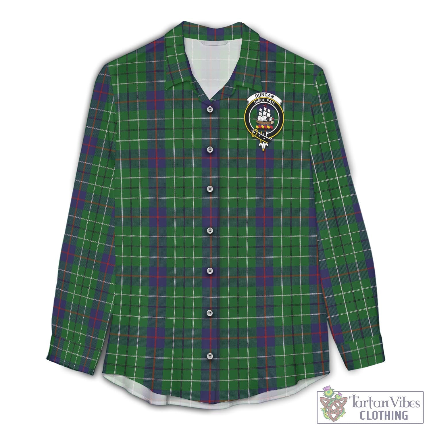 Tartan Vibes Clothing Duncan Tartan Womens Casual Shirt with Family Crest