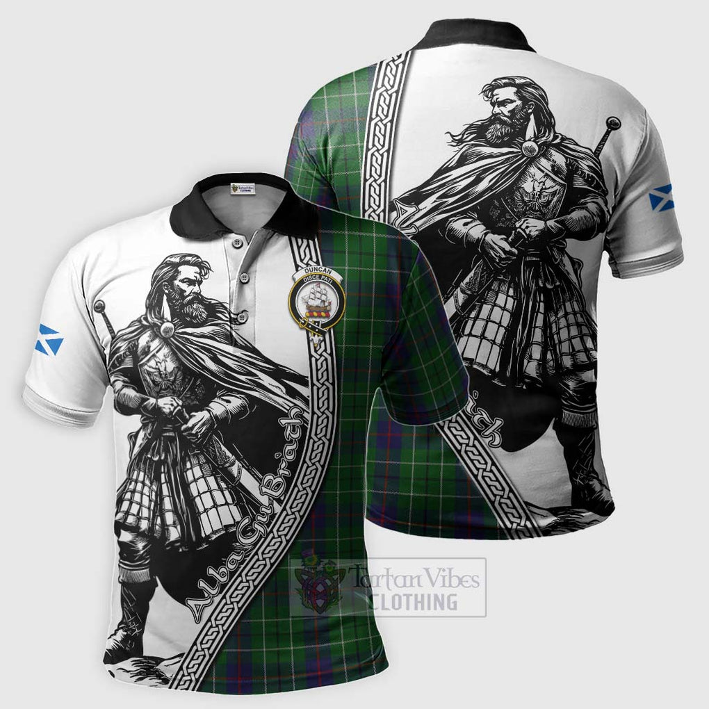 Tartan Vibes Clothing Duncan Tartan Clan Crest Polo Shirt with Highlander Warrior Celtic Style