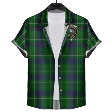 Duncan Tartan Short Sleeve Button Down Shirt with Family Crest