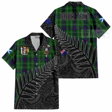 Duncan Crest Tartan Short Sleeve Button Shirt with New Zealand Silver Fern Half Style