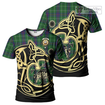 Duncan Tartan T-Shirt with Family Crest Celtic Wolf Style