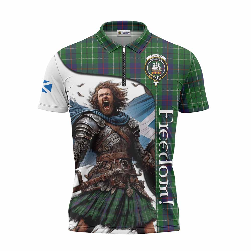 Tartan Vibes Clothing Duncan Crest Tartan Zipper Polo Shirt Inspired by the Freedom of Scottish Warrior