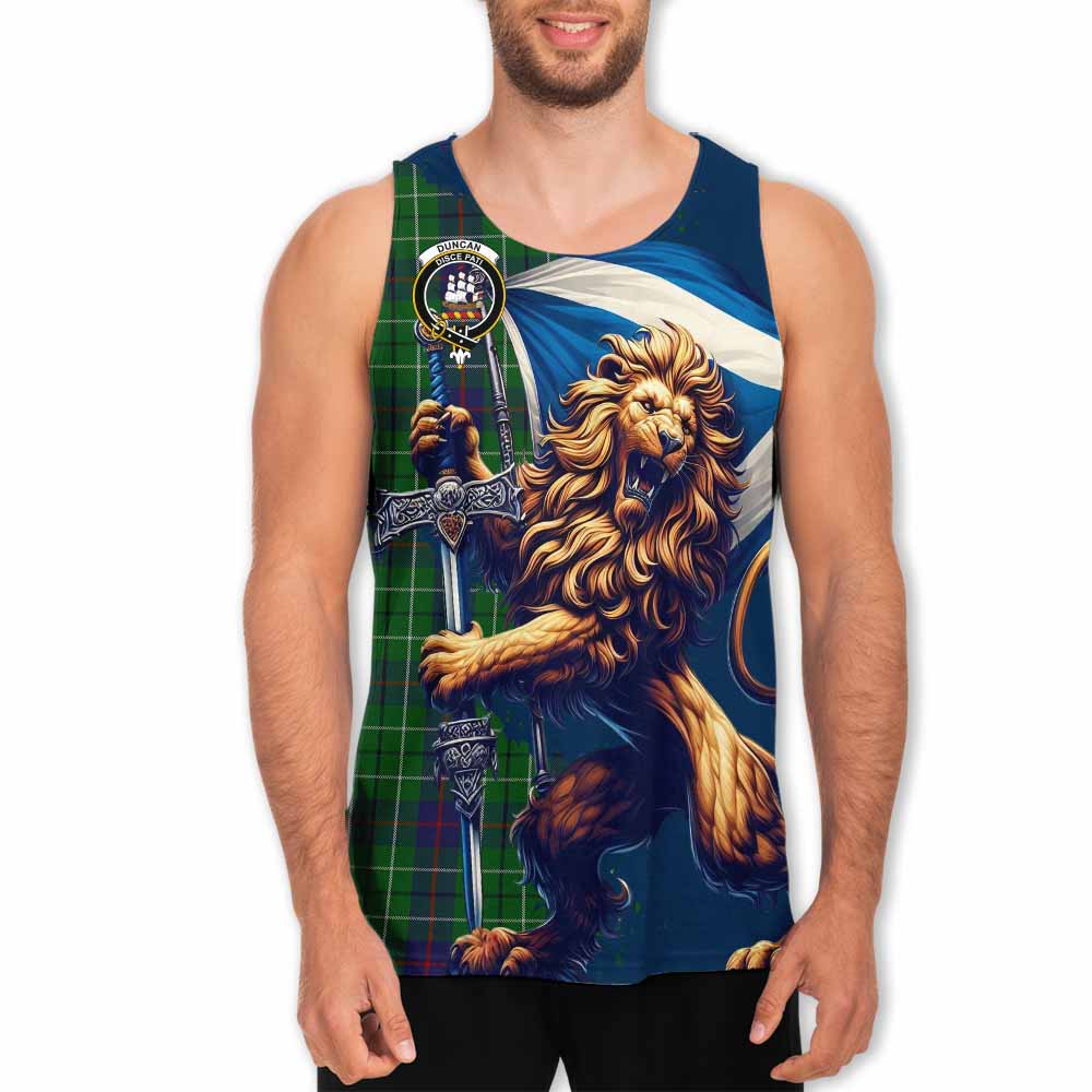 Tartan Vibes Clothing Duncan Tartan Family Crest Men's Tank Top with Scottish Majestic Lion