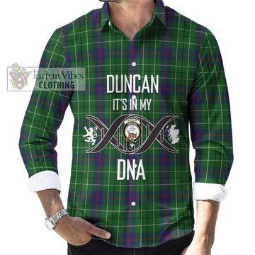 Duncan Tartan Long Sleeve Button Shirt with Family Crest DNA In Me Style