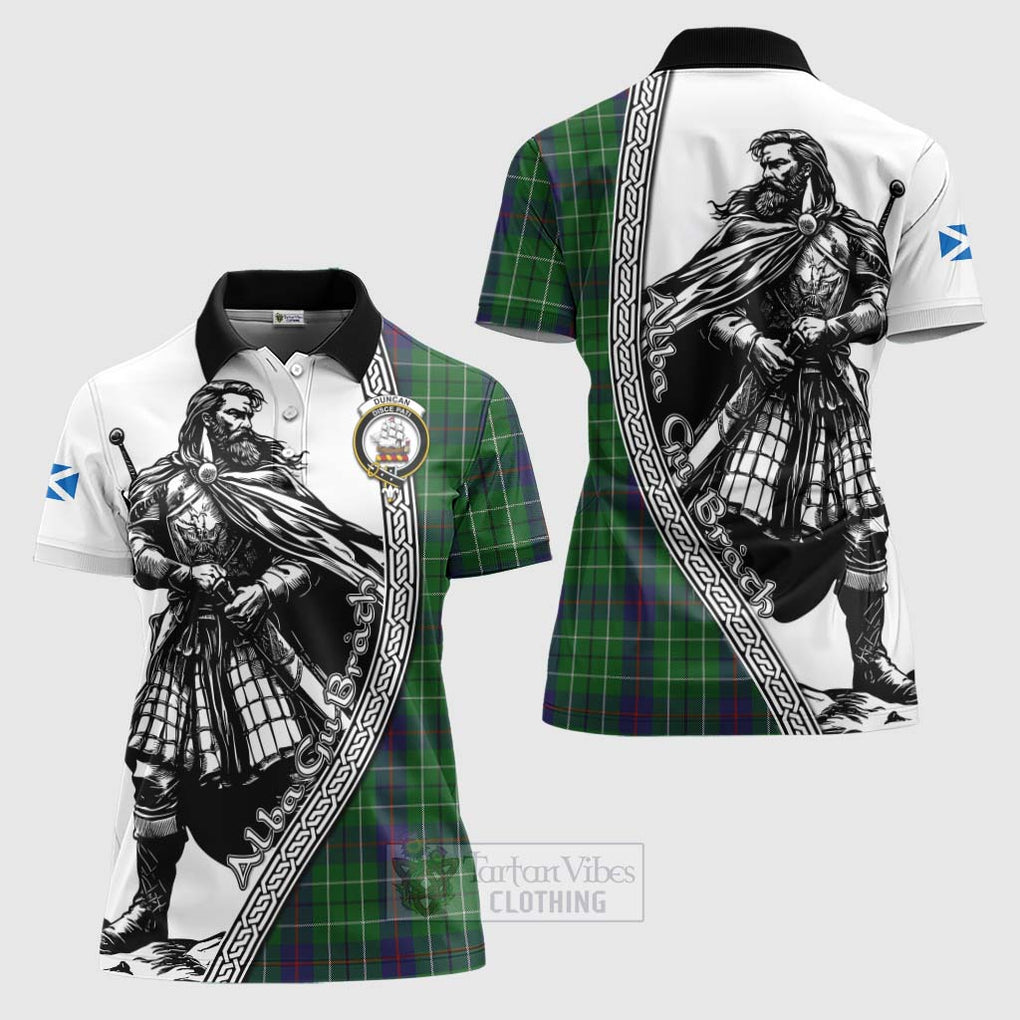 Tartan Vibes Clothing Duncan Tartan Clan Crest Women's Polo Shirt with Highlander Warrior Celtic Style