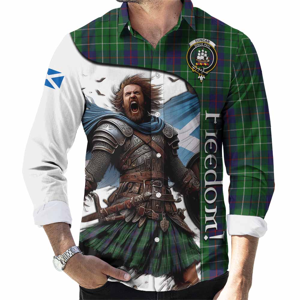 Tartan Vibes Clothing Duncan Crest Tartan Long Sleeve Button Shirt Inspired by the Freedom of Scottish Warrior