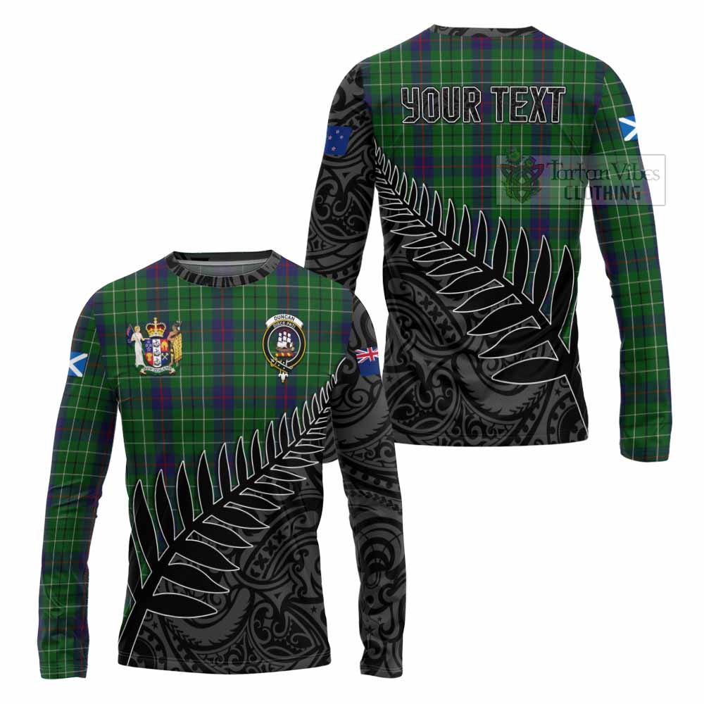 Tartan Vibes Clothing Duncan Crest Tartan Long Sleeve T-Shirt with New Zealand Silver Fern Half Style