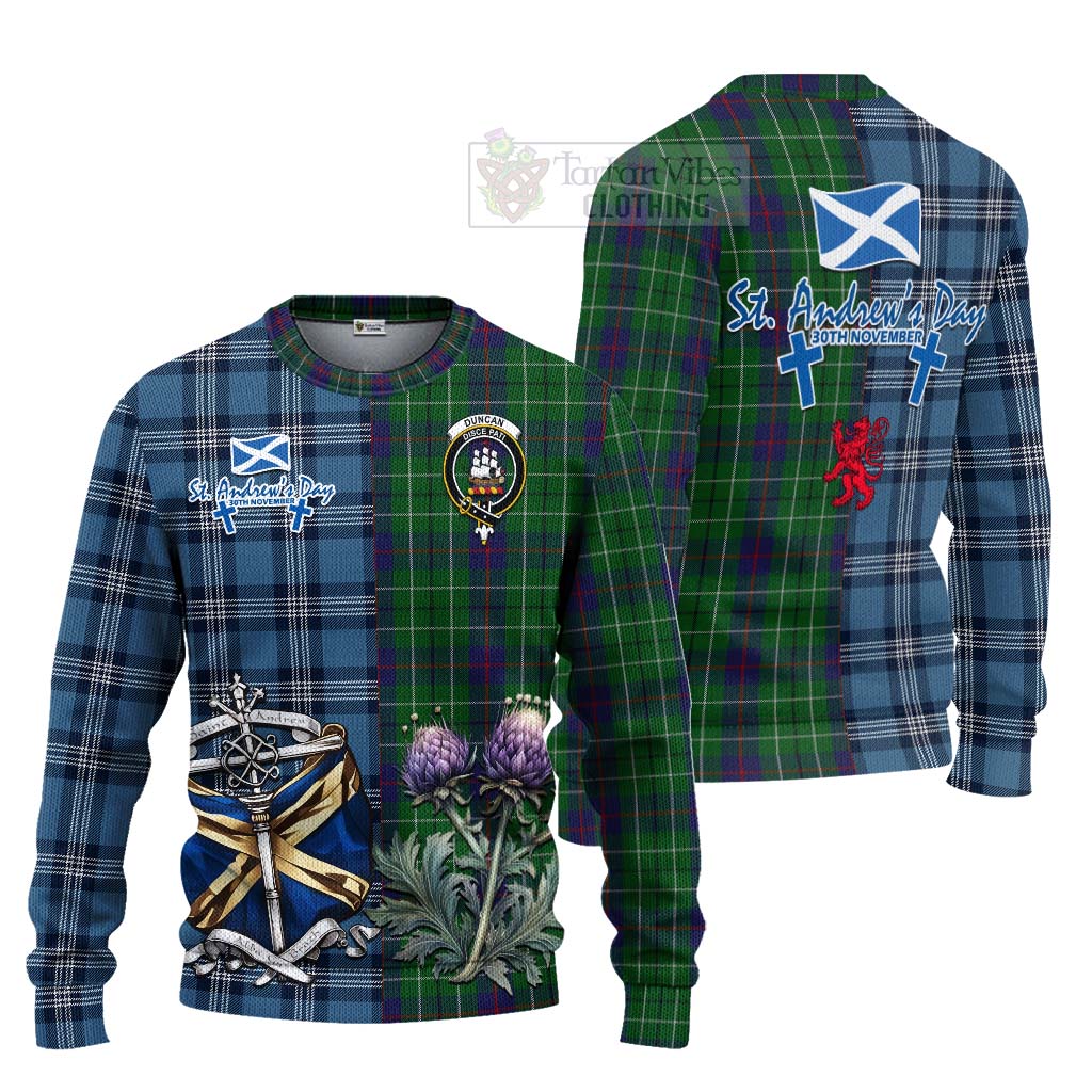 Tartan Vibes Clothing Duncan Tartan Knitted Sweater Happy St. Andrew's Day Half Tartan Style