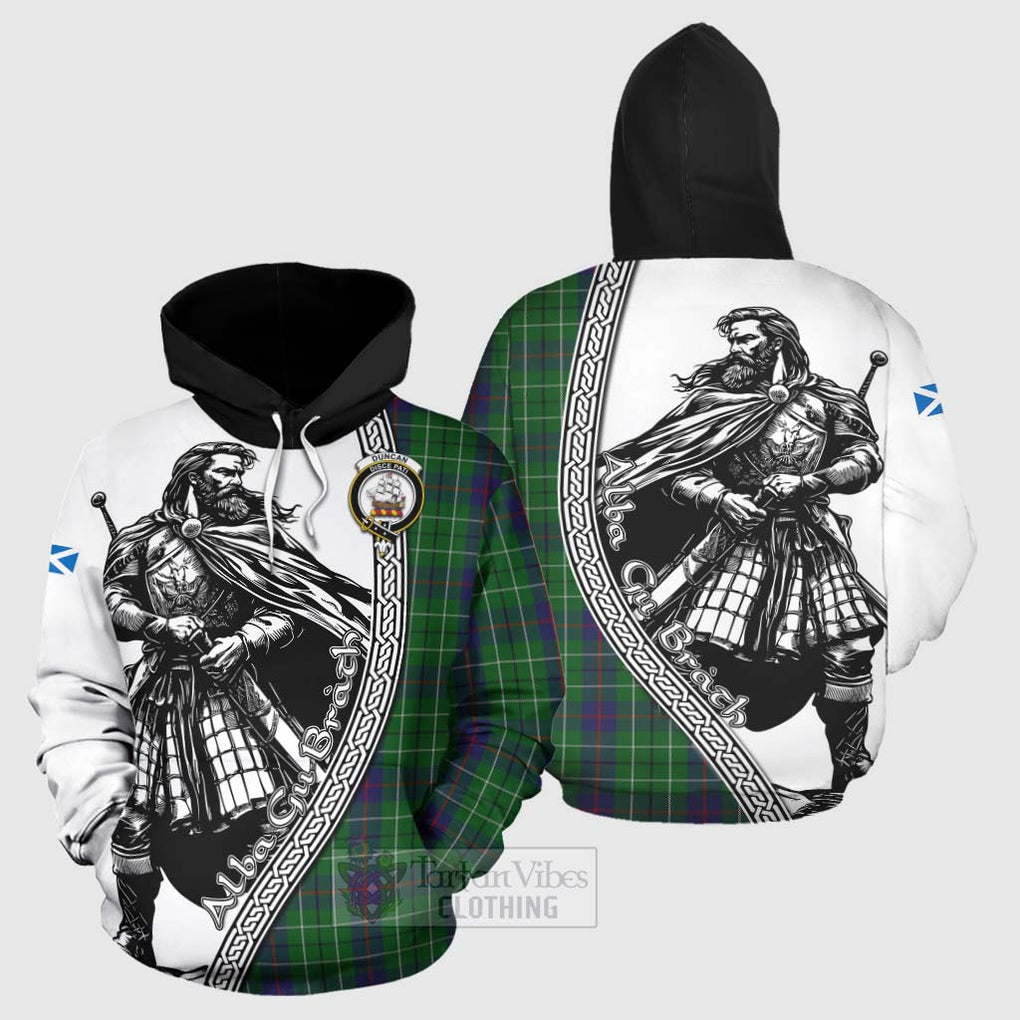 Tartan Vibes Clothing Duncan Tartan Clan Crest Hoodie with Highlander Warrior Celtic Style