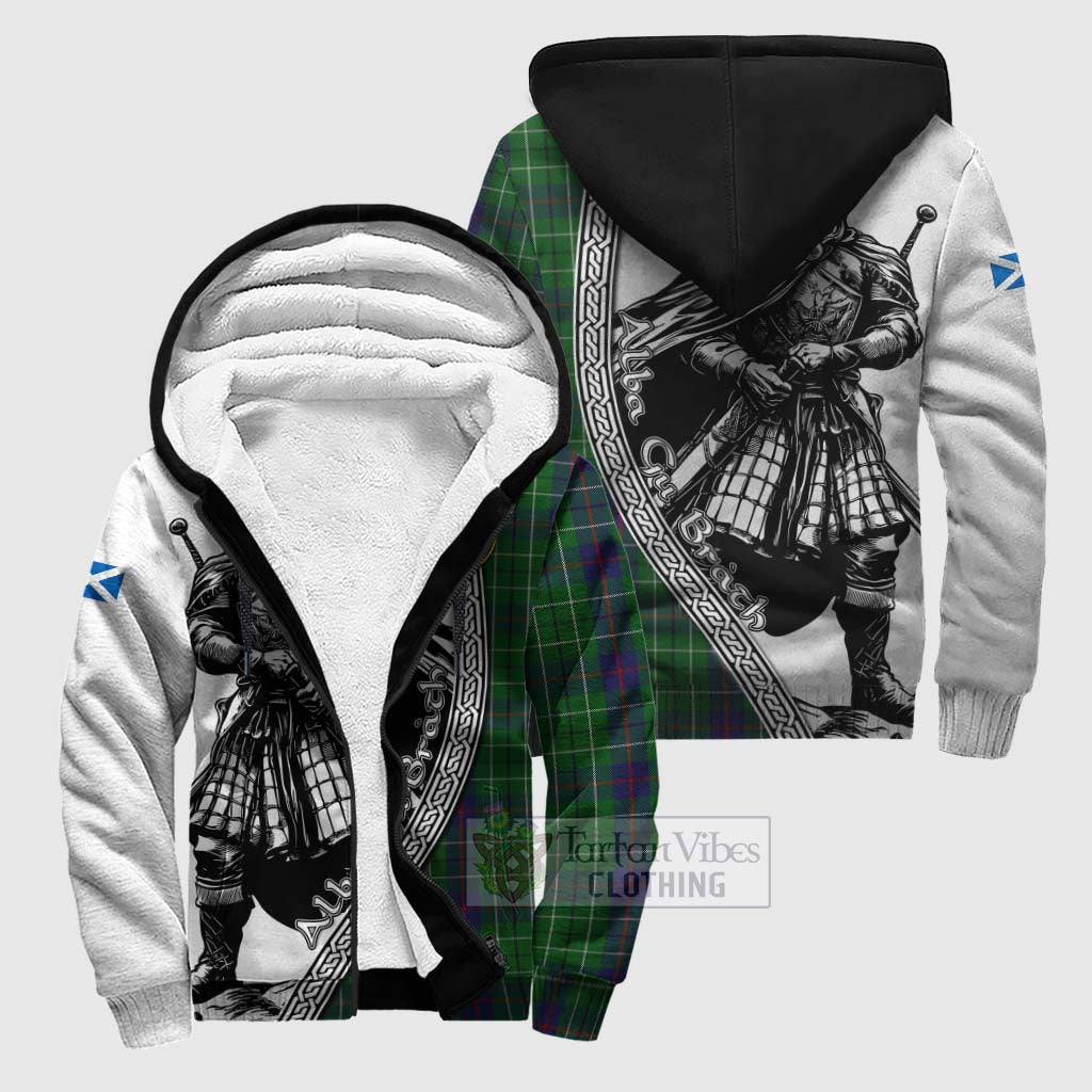 Tartan Vibes Clothing Duncan Tartan Clan Crest Sherpa Hoodie with Highlander Warrior Celtic Style